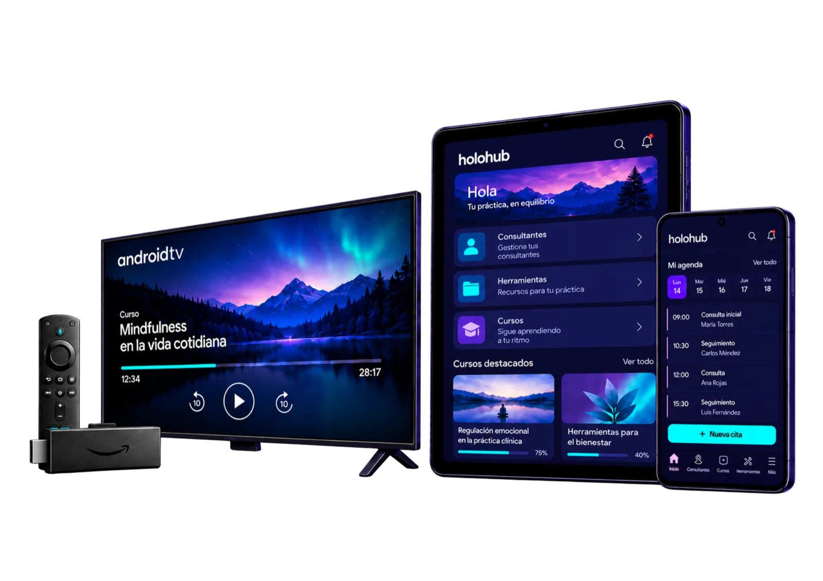 Holo HUB en Android TV, tablet y teléfono